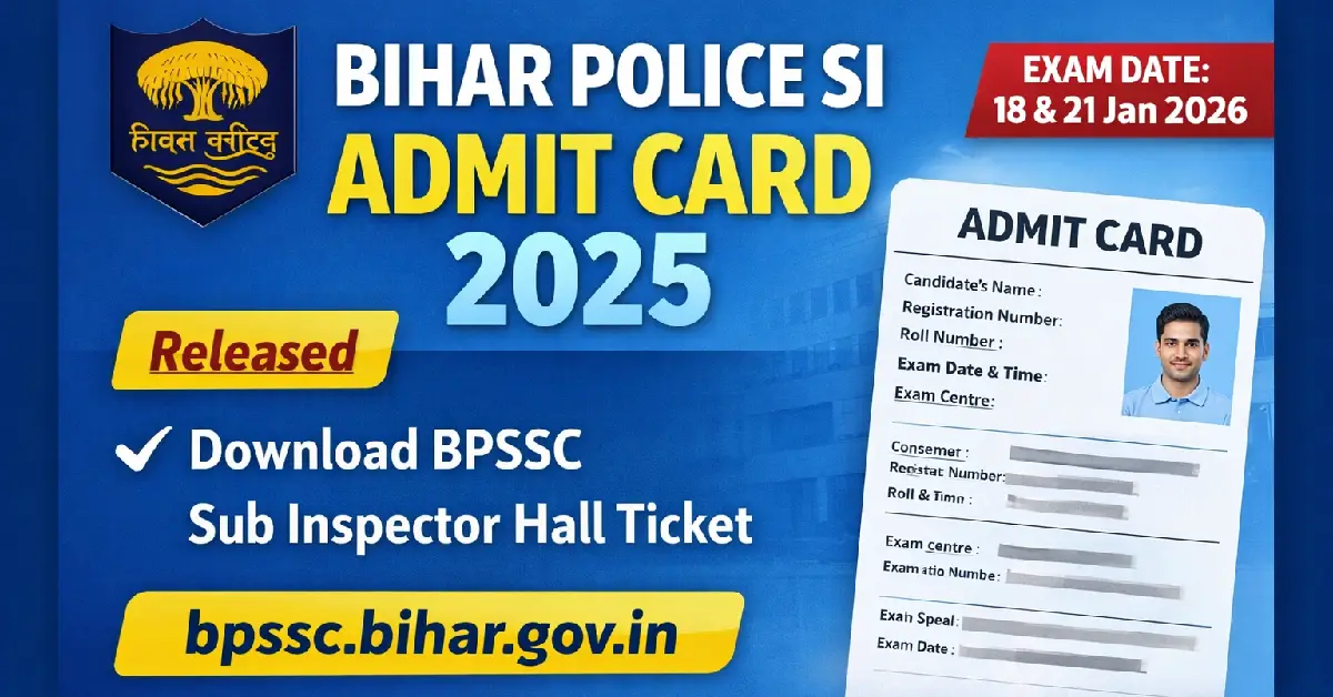 Bihar Police SI Admit Card 2025