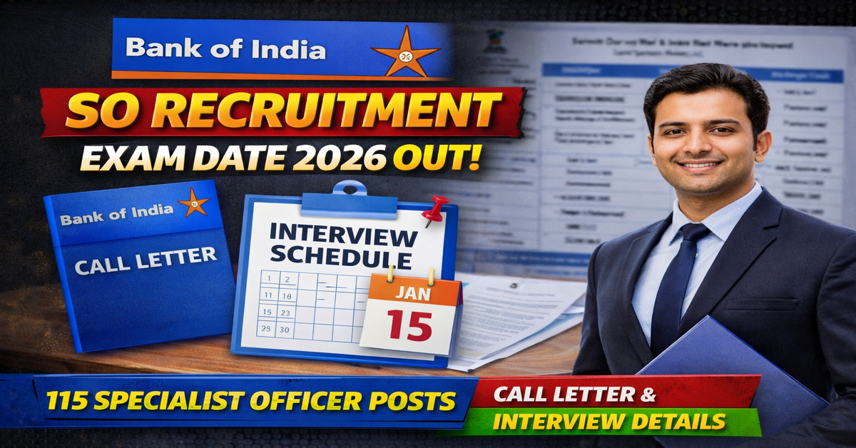 Bank of India SO Recruitment Exam Date 2026