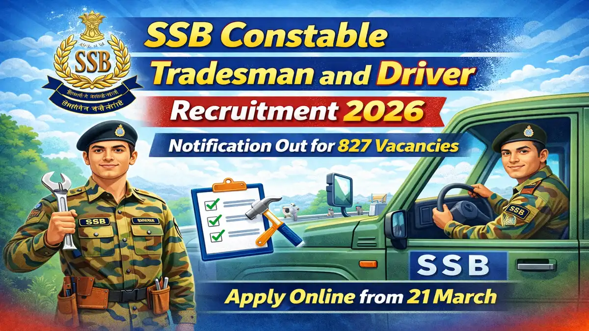 SSB Constable Tradesman and Driver Recruitment 2026