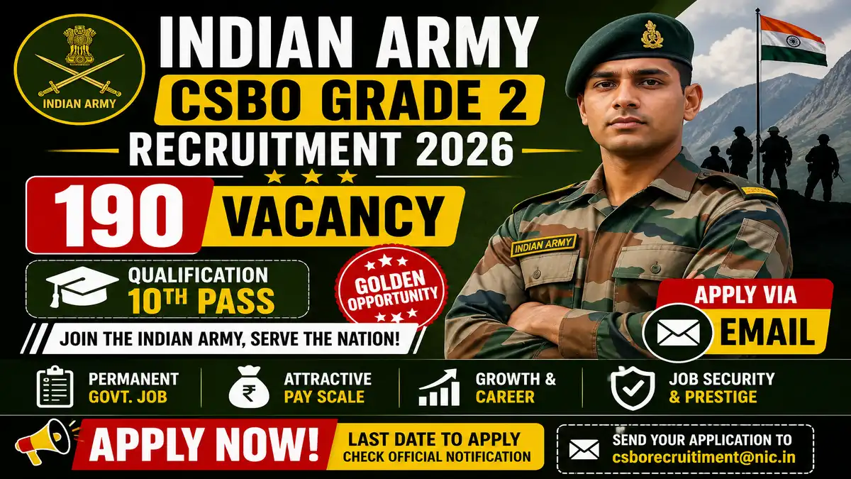 Indian Army CSBO Grade 2 Recruitment 2026
