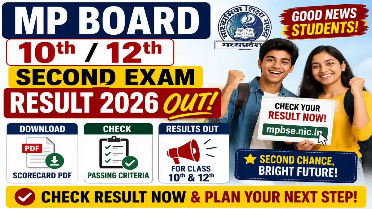 MP Board 10th/ 12th Second Exam Result 2026