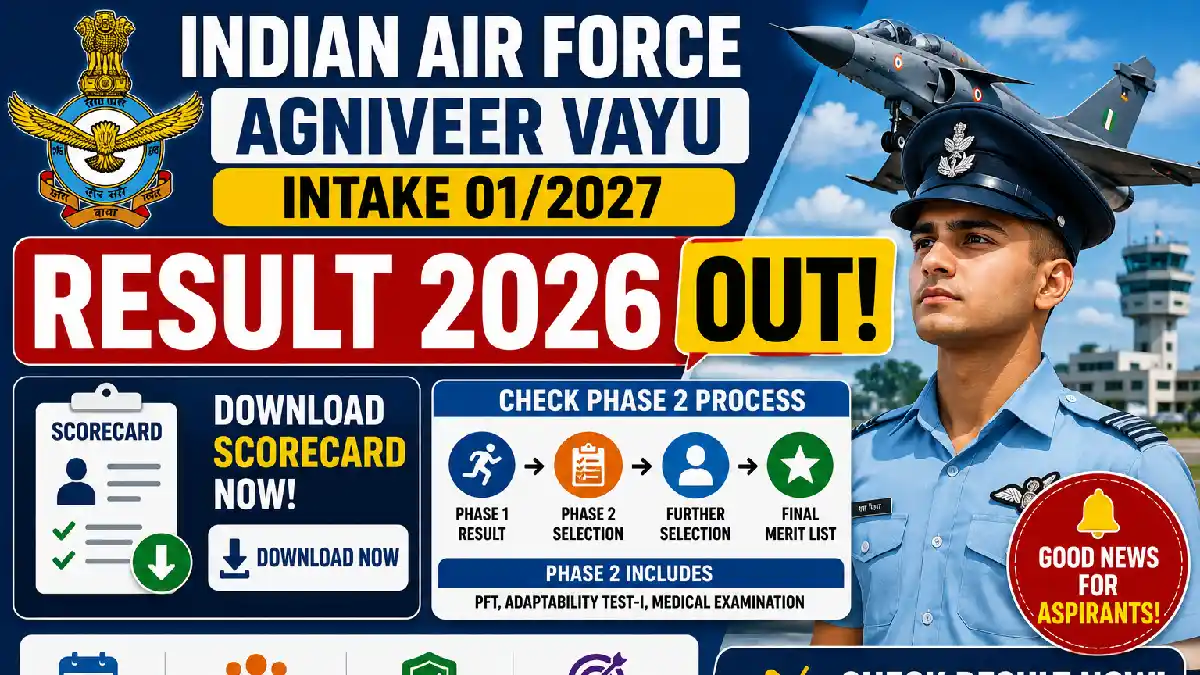 Indian Air Force Agniveer Vayu Intake 01/2027 Result 2026