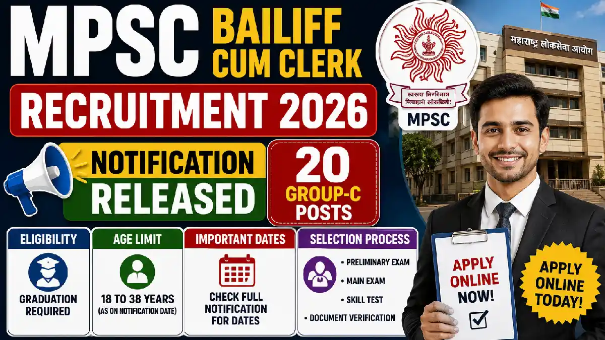 MPSC Bailiff cum Clerk Recruitment 2026