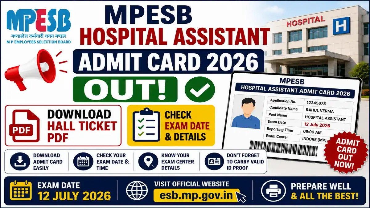 MPESB Hospital Assistant Admit card 2026