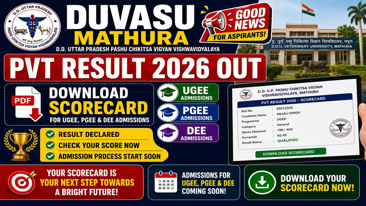 DUVASU Mathura PVT Result 2026
