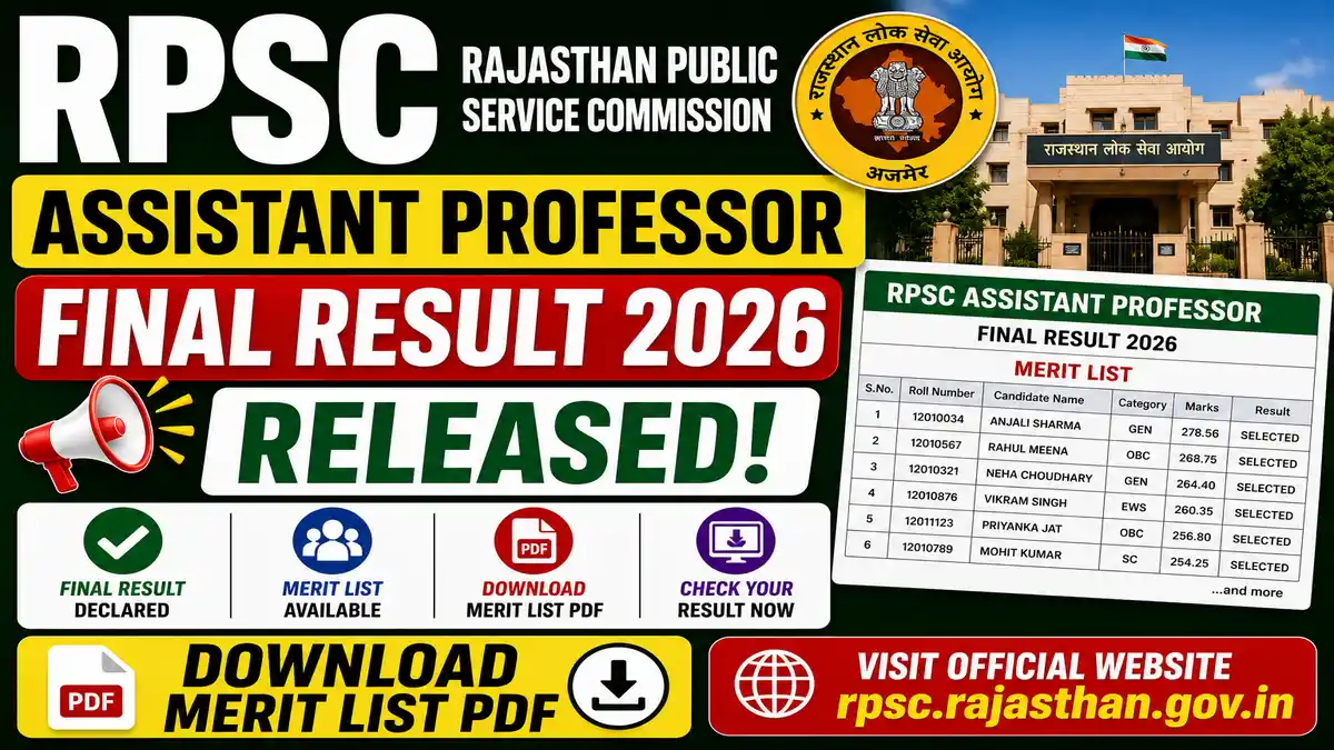 RPSC Assistant Professor Final Result 2026