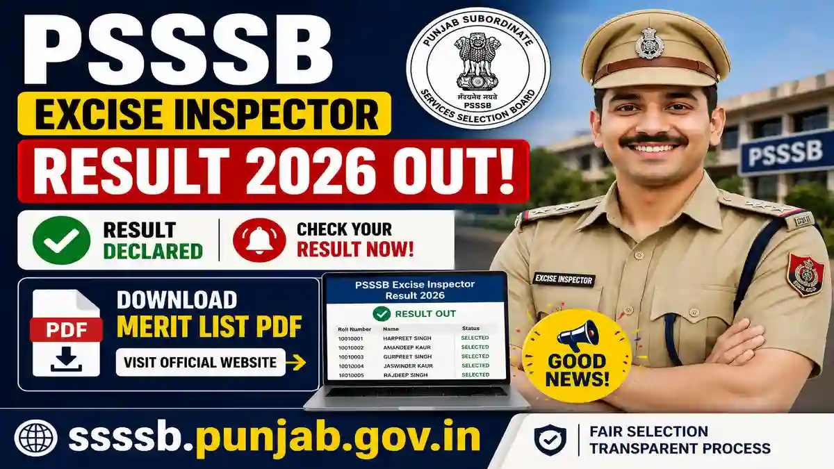 PSSSB Excise Inspector Result 2026