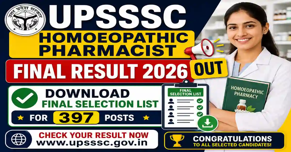 UPSSSC Homoeopathic Pharmacist Final Result 2026
