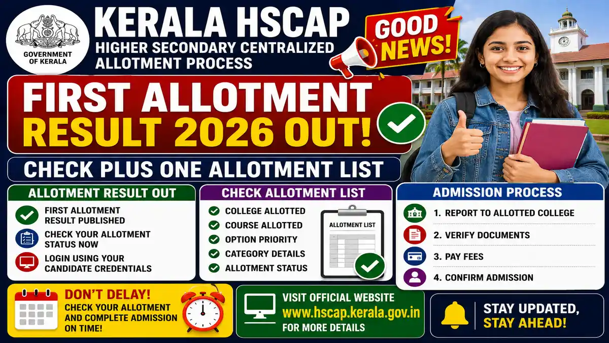 Kerala HSCAP First Allotment Result 2026