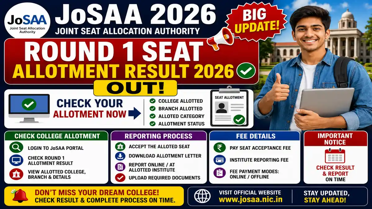 JoSAA Round 1 Seat Allotment Result 2026