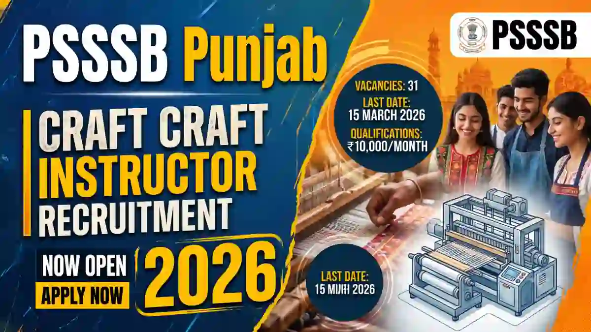 PSSSB Punjab Craft Instructor Recruitment 2026